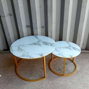 Marble Nesting Coffee Table white - Glass Effect