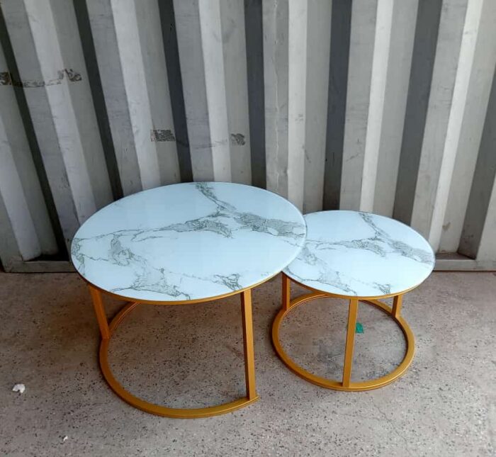 Marble Nesting Coffee Table white - Glass Effect