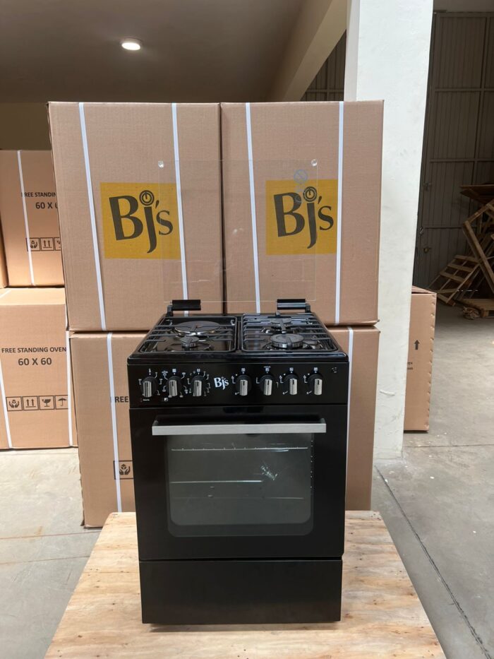 black BJS 60X60 3-Gas+1 Hot Plate With Turbo-Fan